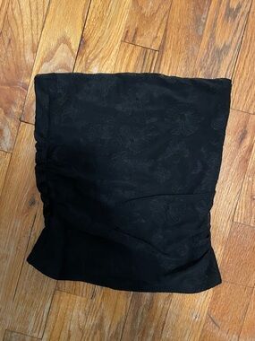 Garage Black Floral Textured Tube Tank Top